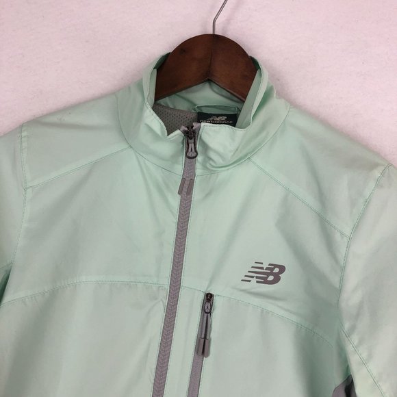 New Balance Women's Size Small Green Grey Lightweight Windbreaker Jacket - Picture 2 of 12